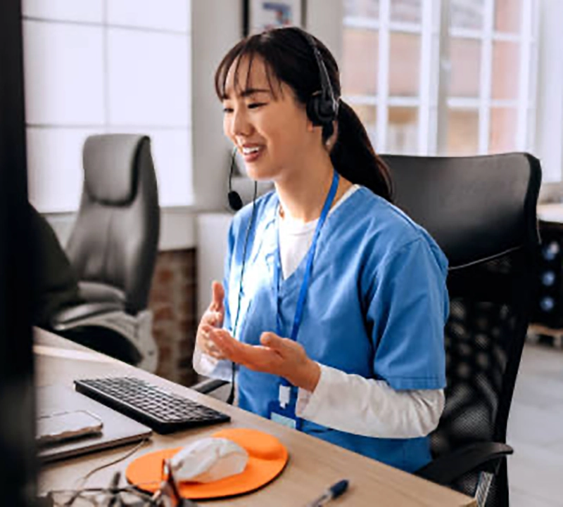 Doctor on video chat with patient