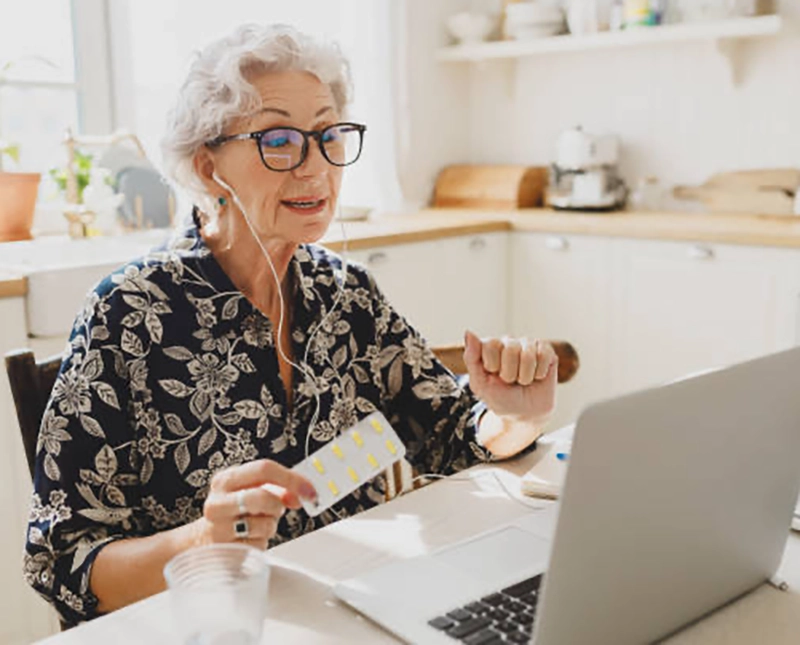 Woman on video chat with doctor